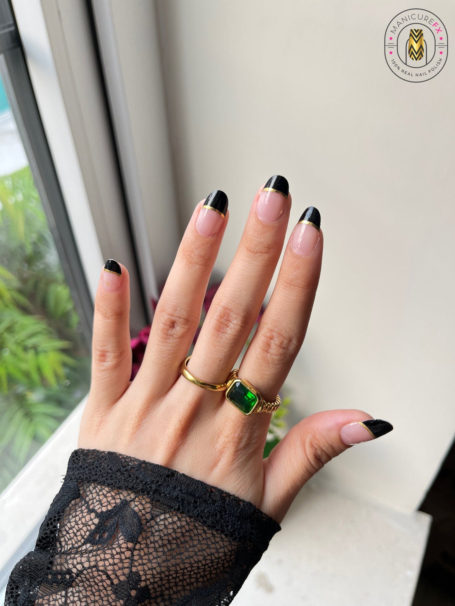 Royal Black French Tips - Nail Wraps (Standard)