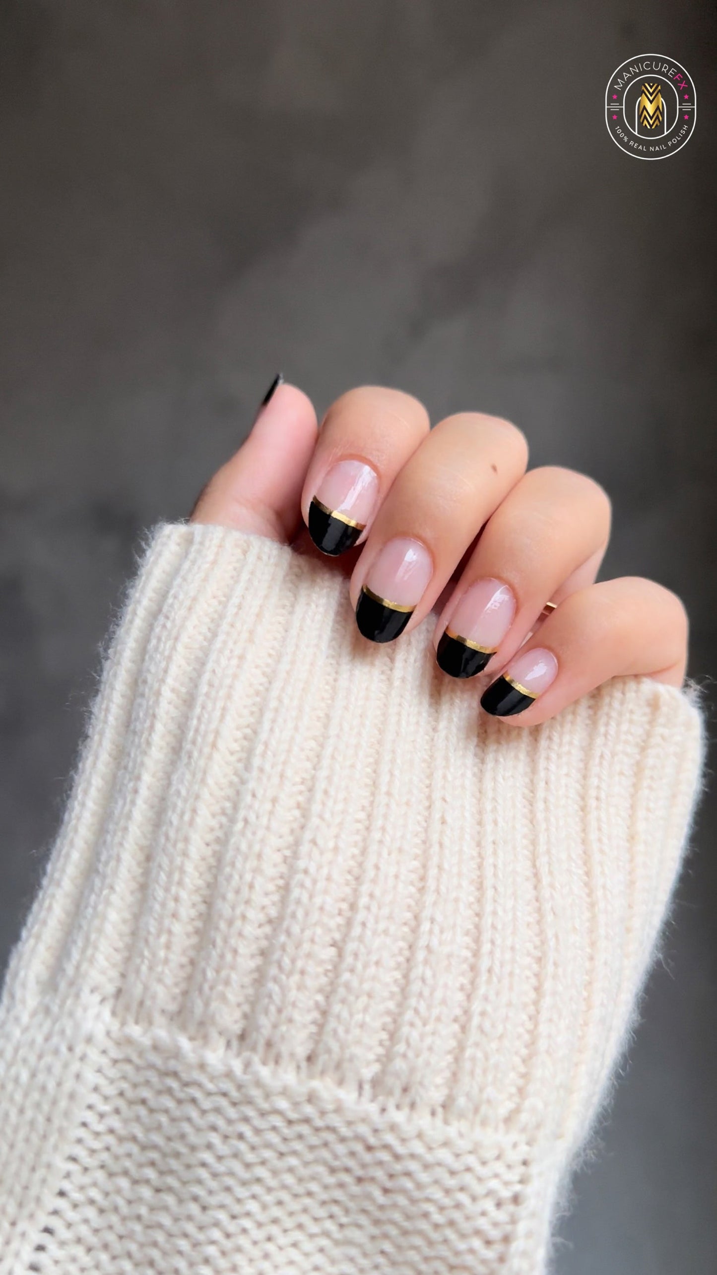 Royal Black French Tips - Nail Wraps (Standard)