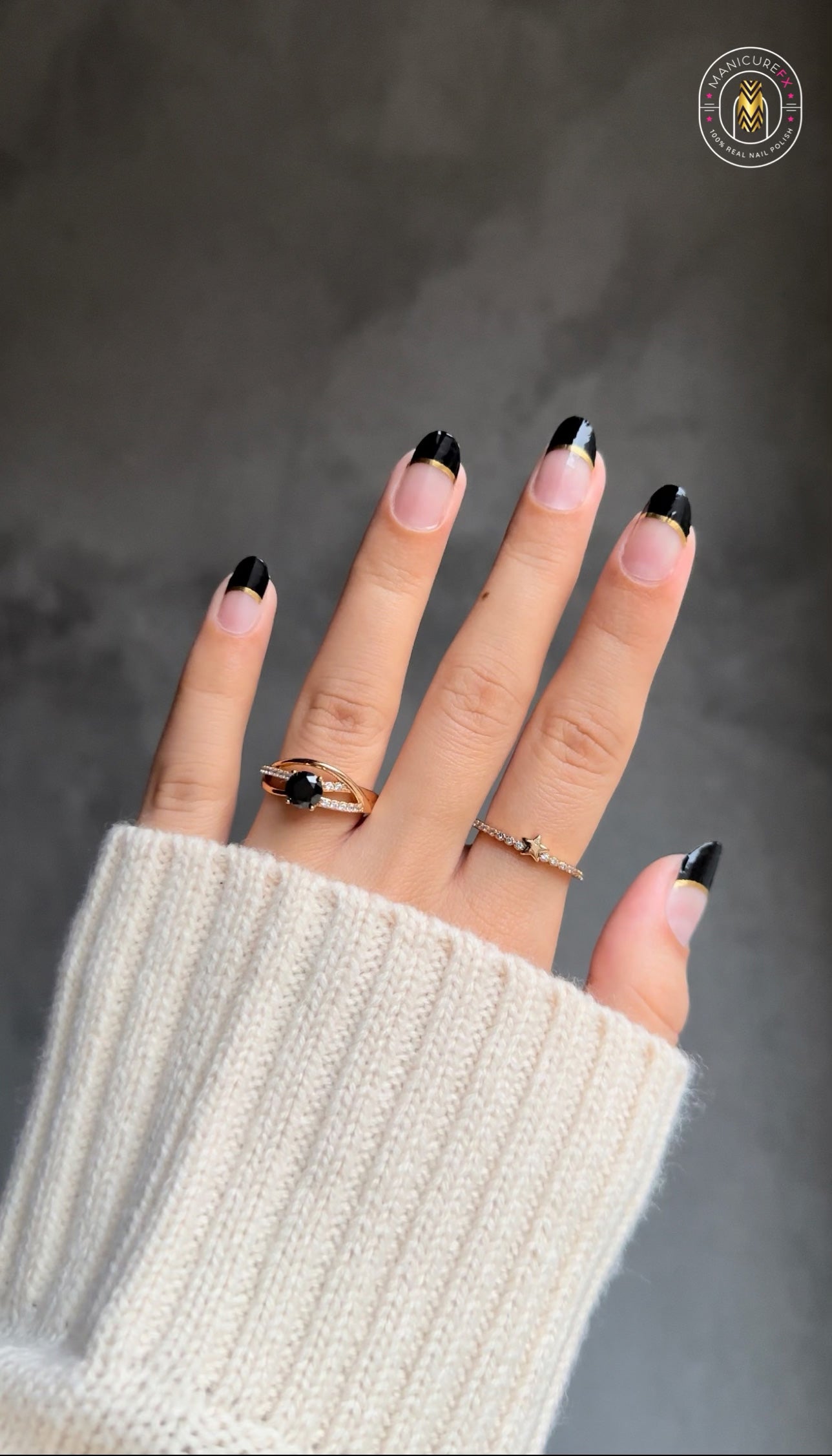 Royal Black French Tips - Nail Wraps (Standard)